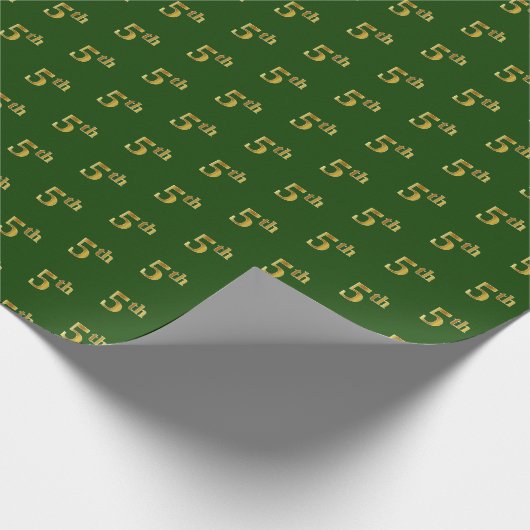 Green, Imitate Gold 5th (Fifth) Event Wrapping Pap Geschenkpapier (Ecke)
