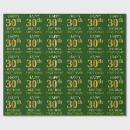Green, Imitate Gold "HAPPY 30. GEBURTSTAG" Geschenkpapier