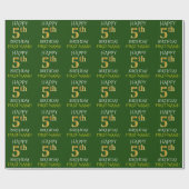 Green, Imitate Gold "HAPPY 5th GEBTHDAY" Geschenkpapier (Flach)
