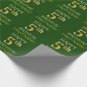 Green, Imitate Gold "HAPPY 5th GEBTHDAY" Geschenkpapier (Ecke)