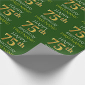 Green, Imitate Gold "HAPPY 75. GEBURTSTAG" Geschenkpapier (Ecke)