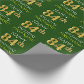 Green, Imitate Gold "HAPPY 84. GEBURTSTAG" Geschenkpapier (Ecke)