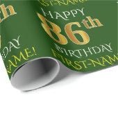 Green, Imitate Gold "HAPPY 86. GEBURTSTAG" Geschenkpapier (Rolleneckpunkt)