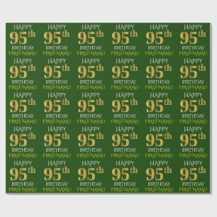Green, Imitate Gold "HAPPY 95. GEBURTSTAG" Geschenkpapier