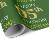 Green, Imitate Gold "HAPPY 95. GEBURTSTAG" Geschenkpapier (Rolleneckpunkt)