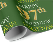 Green, Imitate Gold "HAPPY 97. GEBURTSTAG" Geschenkpapier (Rolleneckpunkt)