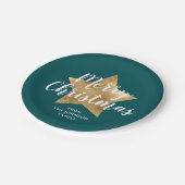 Green Imitate Gold Star Frohe Weihnachten Pappteller (Schrägansicht)