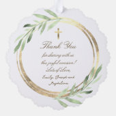 Green Imitate Rahmen Taufe danke Ornament Karte (Rückseite)