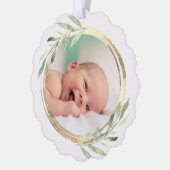 Green Imitate Rahmen Taufe danke Ornament Karte (Links)