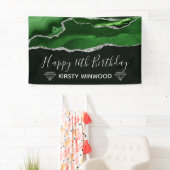 Green & Imitate Silver Glitzer Agate Sweet 16 Banner (Insitu)