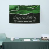 Green & Imitate Silver Glitzer Agate Sweet 16 Banner (Messeveranstaltung)