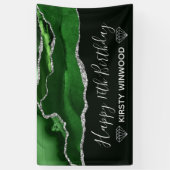 Green & Imitate Silver Glitzer Agate Sweet 16 Banner (Vertikal)