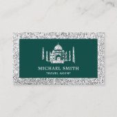 Green Imitate Silver Glitzer Taj Mahal Travel Agen Visitenkarte (Vorderseite)