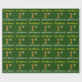 Green, Imitation Gold Look "1. BIRTHDAY" Geschenkpapier (Flach)