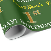 Green, Imitation Gold Look "1. BIRTHDAY" Geschenkpapier (Rolleneckpunkt)
