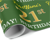 Green, Imitation Gold Look "21. GEBURTSTAG" Geschenkpapier (Rolleneckpunkt)