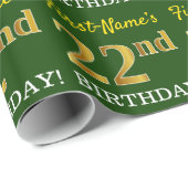 Green, Imitation Gold Look "22. GEBURTSTAG" Geschenkpapier (Rolleneckpunkt)