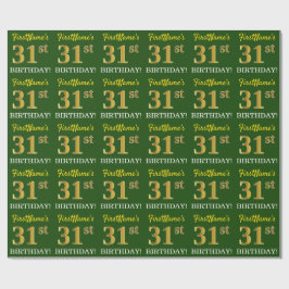 Green, Imitation Gold Look "31. GEBURTSTAG" Geschenkpapier