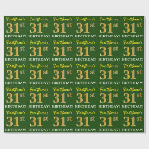 Green, Imitation Gold Look "31. GEBURTSTAG" Geschenkpapier
