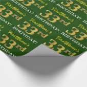 Green, Imitation Gold Look "33. BIRTHDAY" Geschenkpapier (Ecke)