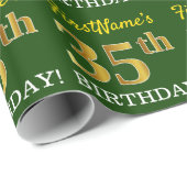 Green, Imitation Gold Look "35. GEBURTSTAG" Geschenkpapier (Rolleneckpunkt)