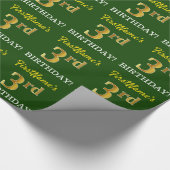 Green, Imitation Gold Look "3. BIRTHDAY" Geschenkpapier (Ecke)