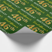 Green, Imitation Gold Look "46. GEBURTSTAG" Geschenkpapier (Ecke)
