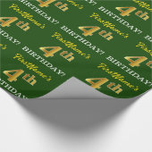 Green, Imitation Gold Look "4. GEBURTSTAG" Geschenkpapier (Ecke)