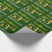 Green, Imitation Gold Look "53. BIRTHDAY" Geschenkpapier (Ecke)