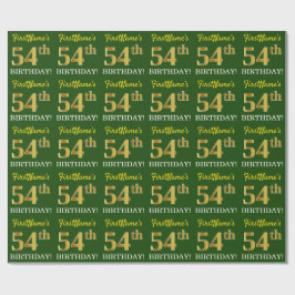 Green, Imitation Gold Look "54. GEBURTSTAG" Geschenkpapier