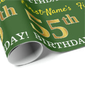 Green, Imitation Gold Look "55. GEBURTSTAG" Geschenkpapier (Rolleneckpunkt)