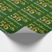 Green, Imitation Gold Look "56. GEBURTSTAG" Geschenkpapier (Ecke)