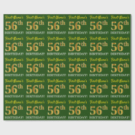 Green, Imitation Gold Look "56. GEBURTSTAG" Geschenkpapier