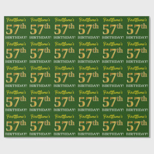 Green, Imitation Gold Look "57. GEBURTSTAG" Geschenkpapier