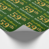 Green, Imitation Gold Look "59. GEBURTSTAG" Geschenkpapier (Ecke)