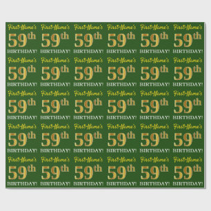 Green, Imitation Gold Look "59. GEBURTSTAG" Geschenkpapier