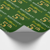 Green, Imitation Gold Look "5. BIRTHDAY" Geschenkpapier (Ecke)