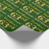 Green, Imitation Gold Look "63. BIRTHDAY" Geschenkpapier (Ecke)