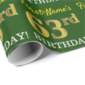 Green, Imitation Gold Look "63. BIRTHDAY" Geschenkpapier (Rolleneckpunkt)