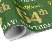 Green, Imitation Gold Look "64. GEBURTSTAG" Geschenkpapier (Rolleneckpunkt)