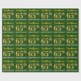 Green, Imitation Gold Look "65. GEBURTSTAG" Geschenkpapier