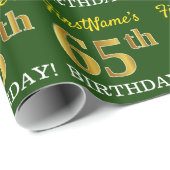 Green, Imitation Gold Look "65. GEBURTSTAG" Geschenkpapier (Rolleneckpunkt)