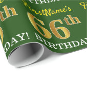 Green, Imitation Gold Look "66. GEBURTSTAG" Geschenkpapier (Rolleneckpunkt)