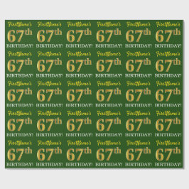 Green, Imitation Gold Look "67. GEBURTSTAG" Geschenkpapier
