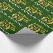 Green, Imitation Gold Look "69. GEBURTSTAG" Geschenkpapier (Ecke)