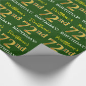 Green, Imitation Gold Look "72. GEBURTSTAG" Geschenkpapier (Ecke)
