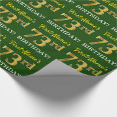 Green, Imitation Gold Look "73. BIRTHDAY" Geschenkpapier (Ecke)