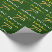 Green, Imitation Gold Look "7. BIRTHDAY" Geschenkpapier (Ecke)
