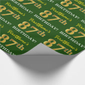 Green, Imitation Gold Look "87. GEBURTSTAG" Geschenkpapier (Ecke)