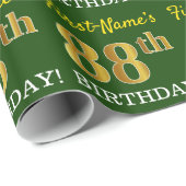 Green, Imitation Gold Look "88. GEBURTSTAG" Geschenkpapier (Rolleneckpunkt)